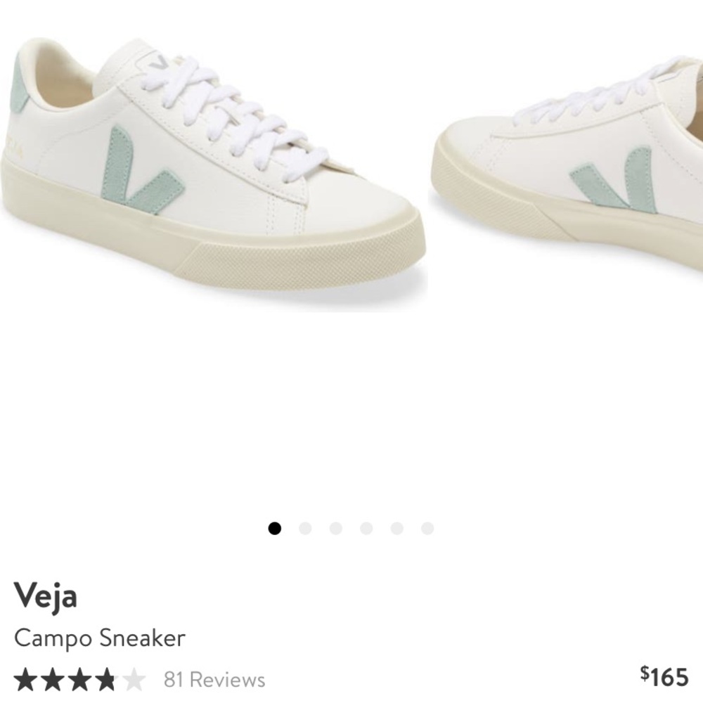 NWOT never worn veja campo model in extra white-matcha color way!